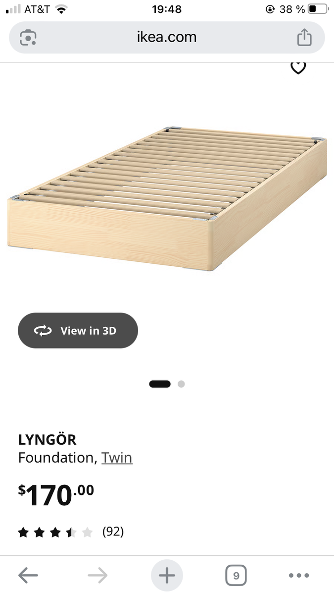 2 Ikea LYNGOR Twin Bed Bases - Convert to King - Excellent Condition