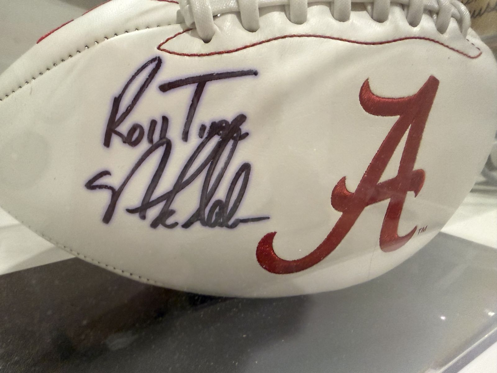 Nick Saban - Autographed Alabama Crimson Tide White Commemorative Football with Display Case