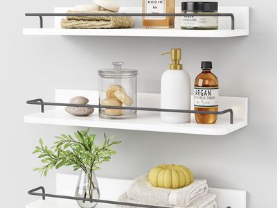 New White Floating Shelves Bathroom Shelves Over Toilet Set of 3, Bathroom Organizers