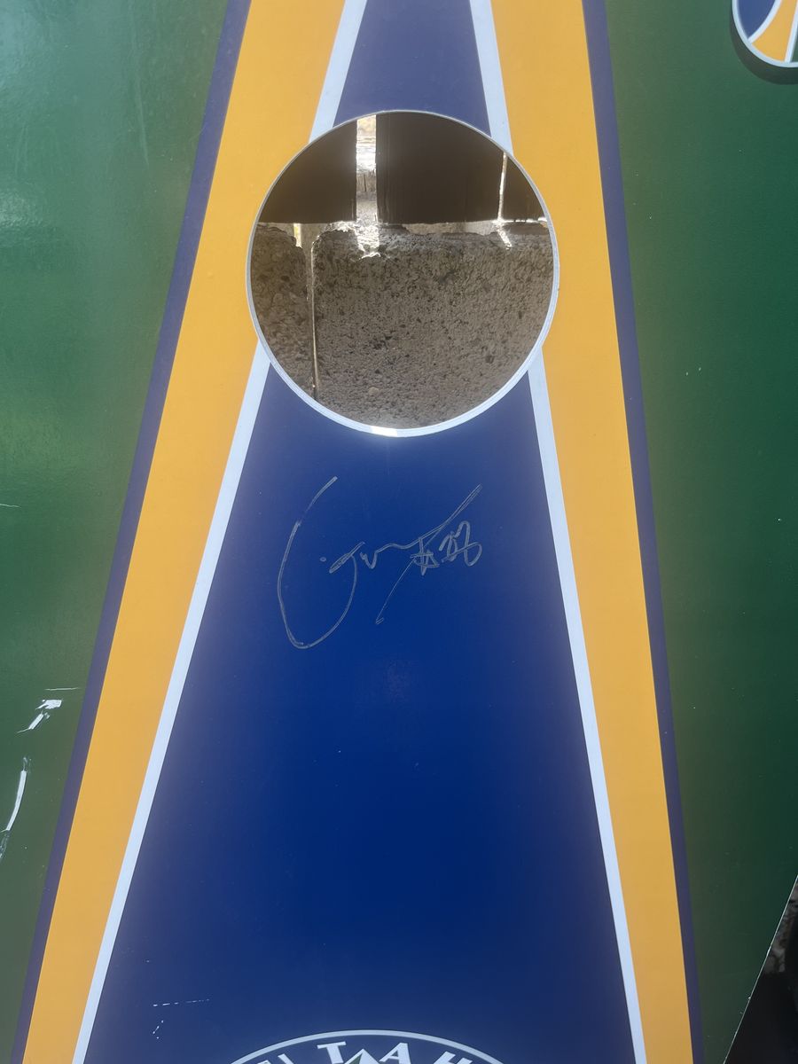 Utah Jazz Corn hole game signed by Rudy Gobert