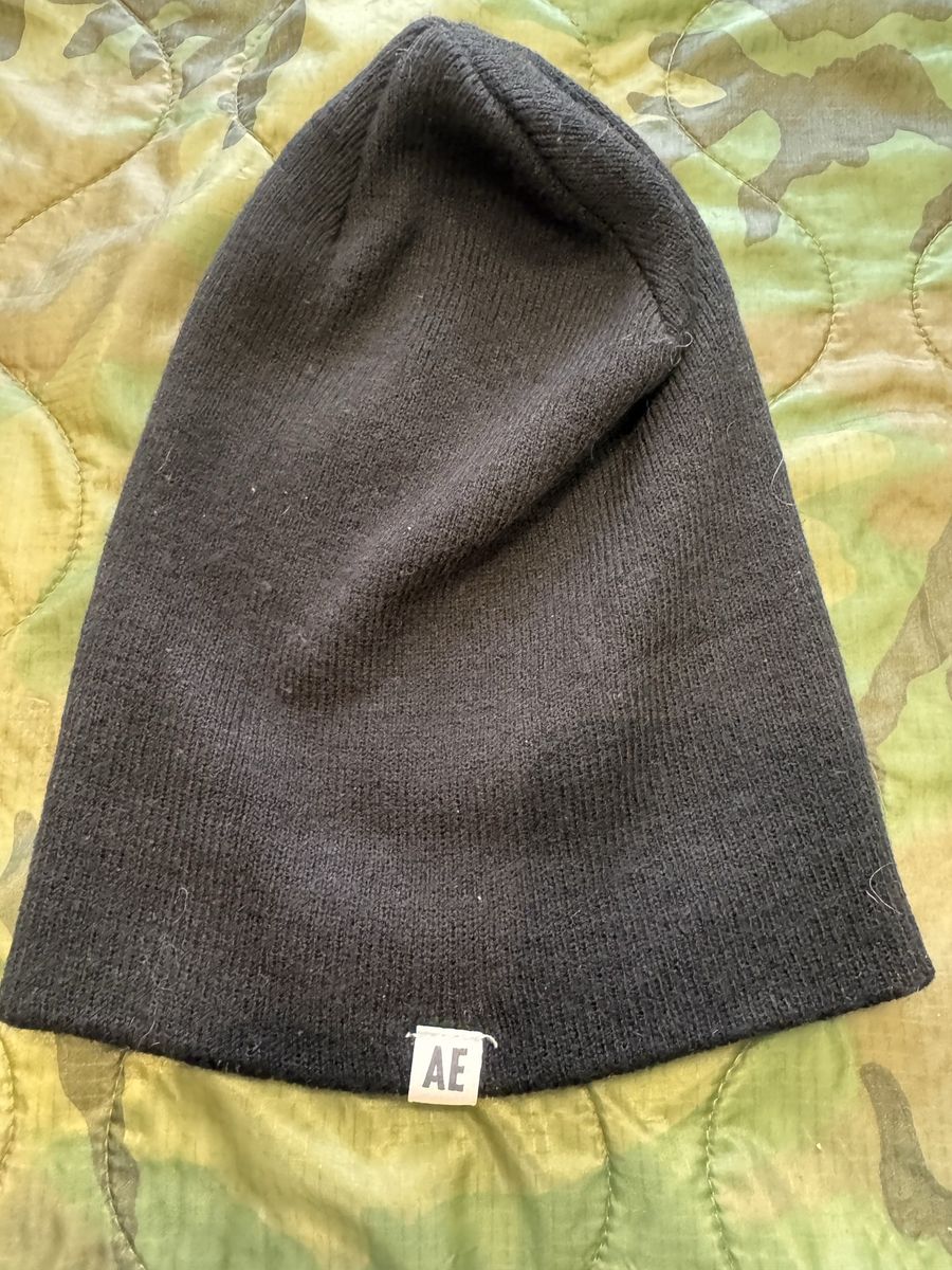 American Eagle Beanie Black Knit Slouch Hat - One Size