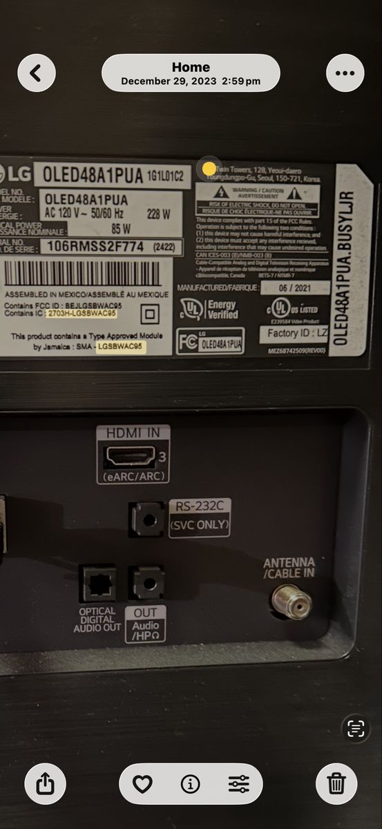 LG 65” OLED Smart TV for parts 