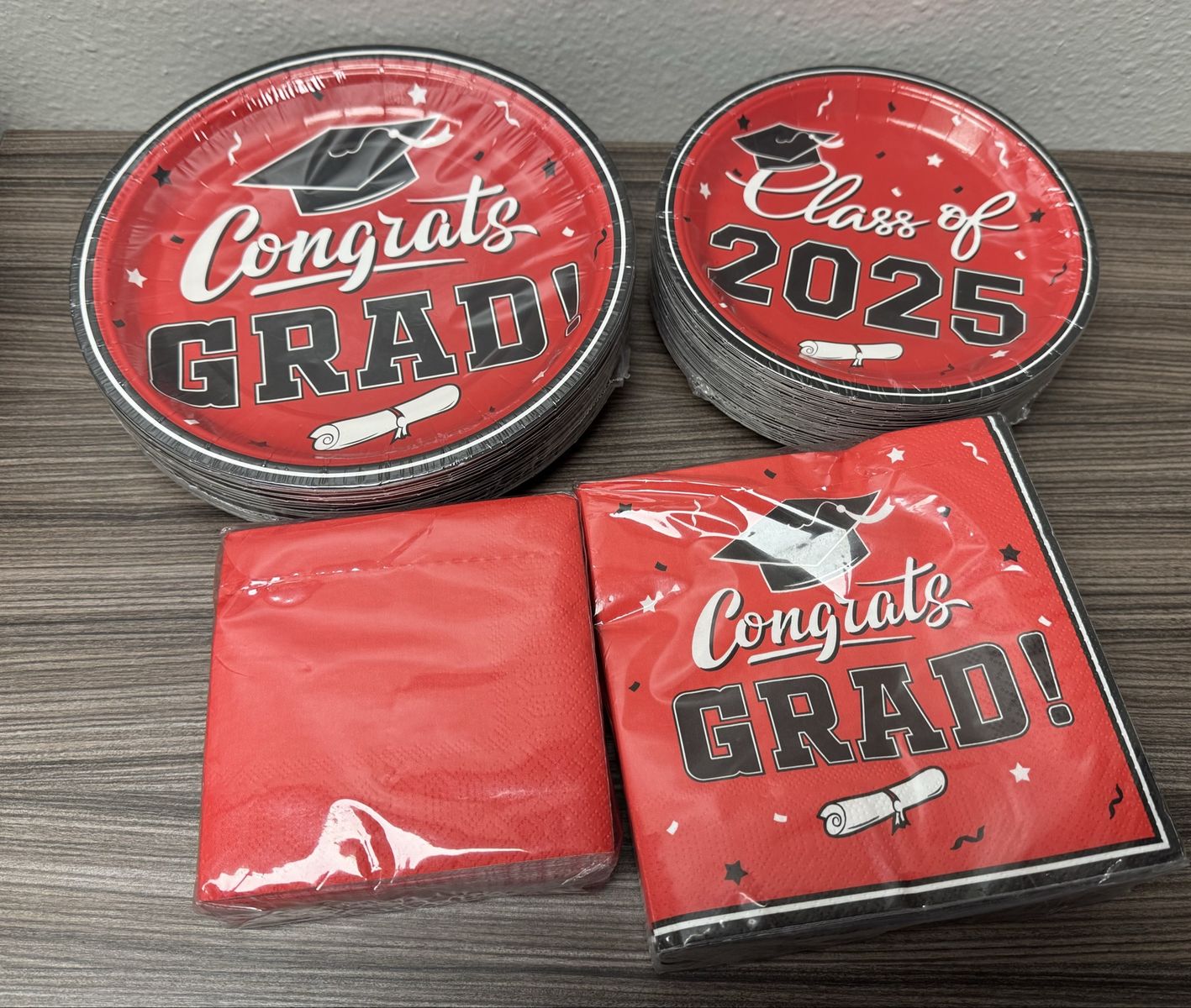 Red Graduation Plates and Napkins