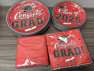 Red Graduation Plates and Napkins