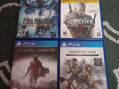 PS4 Games Bundle: Final Fantasy XV Royal, Witcher 3 Complete, Shadow of Mordor & Shadow of War Definitive