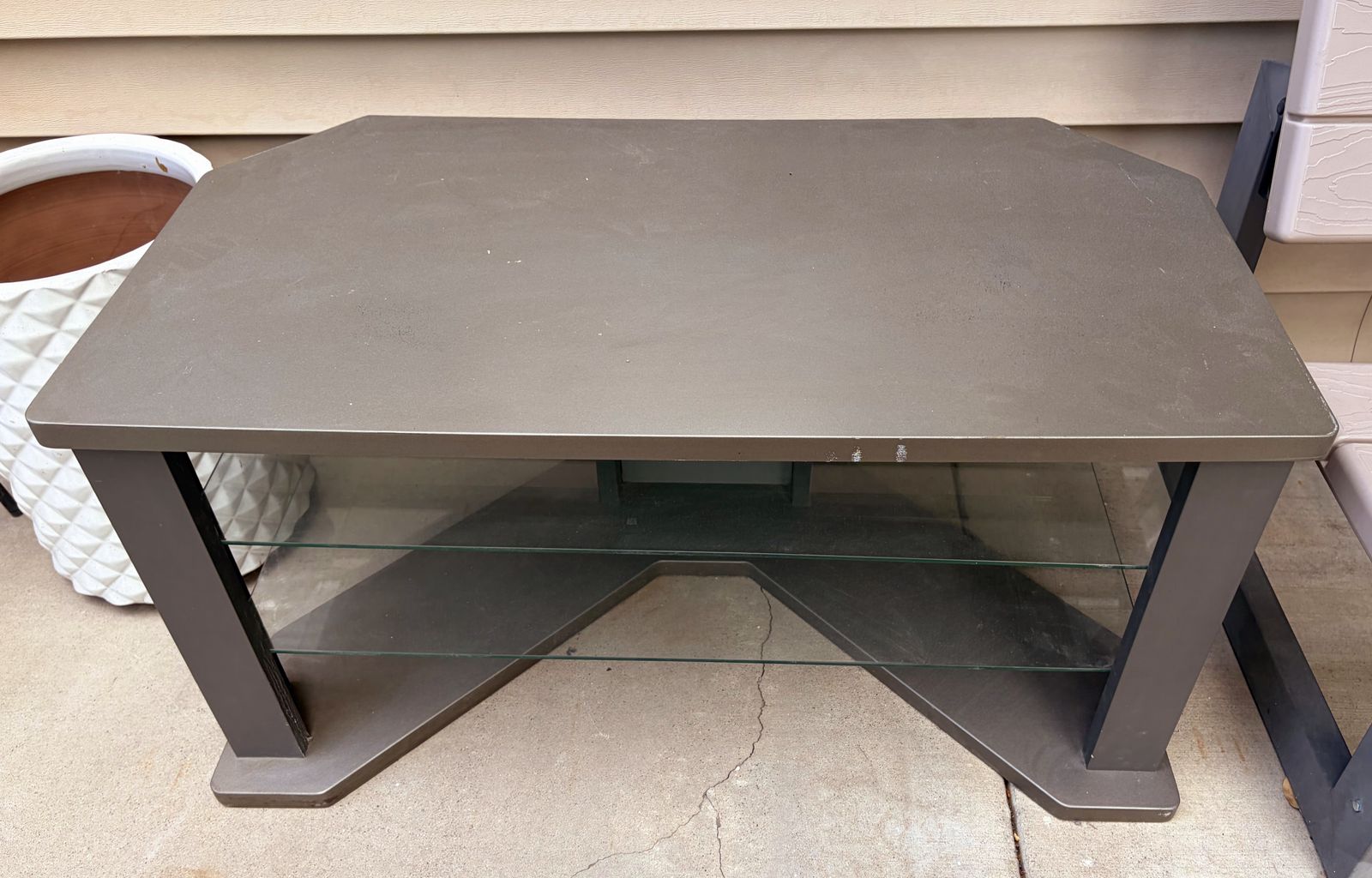TV Stand/Entertainment Center with Glass Shelves - Multi-purpose, Durable Design