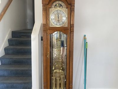 Howard Miller Grandfather Clock - Traditional Wood Case, Brass Pendulum, and Weights