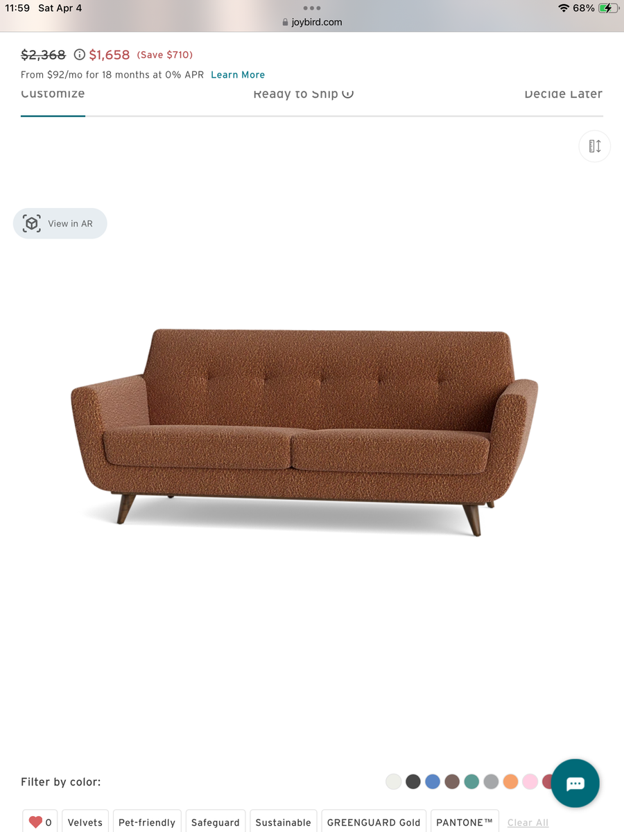 Brand New Joybird Hughes Loveseat!