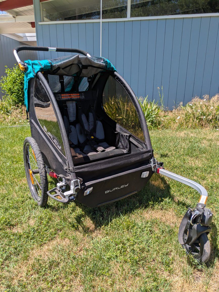 Burley Encore X Double Bicycle Trailer & Stroller - Turquoise, 2-Seats