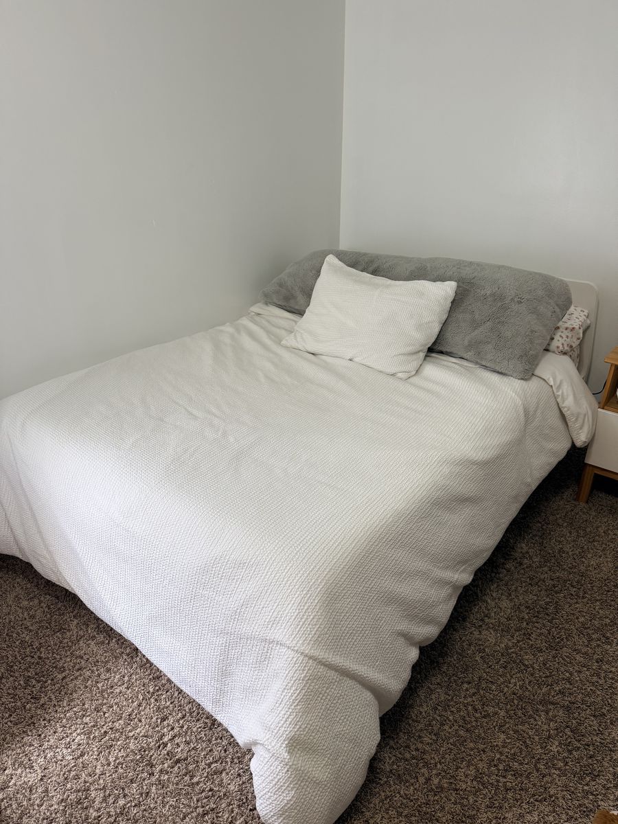 Full size bed frame and mattress