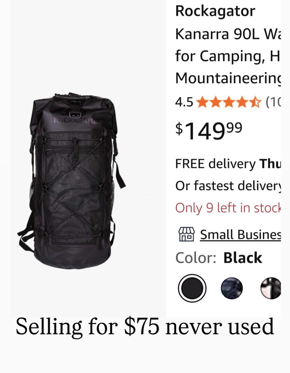 Rockagator Kanarra 90L Waterproof Backpack - Black for Camping/Mountaineering, Never Used
