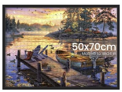 New Picture Frame • 50x70cm for puzzle or to 18x24in picture • Black Frame
