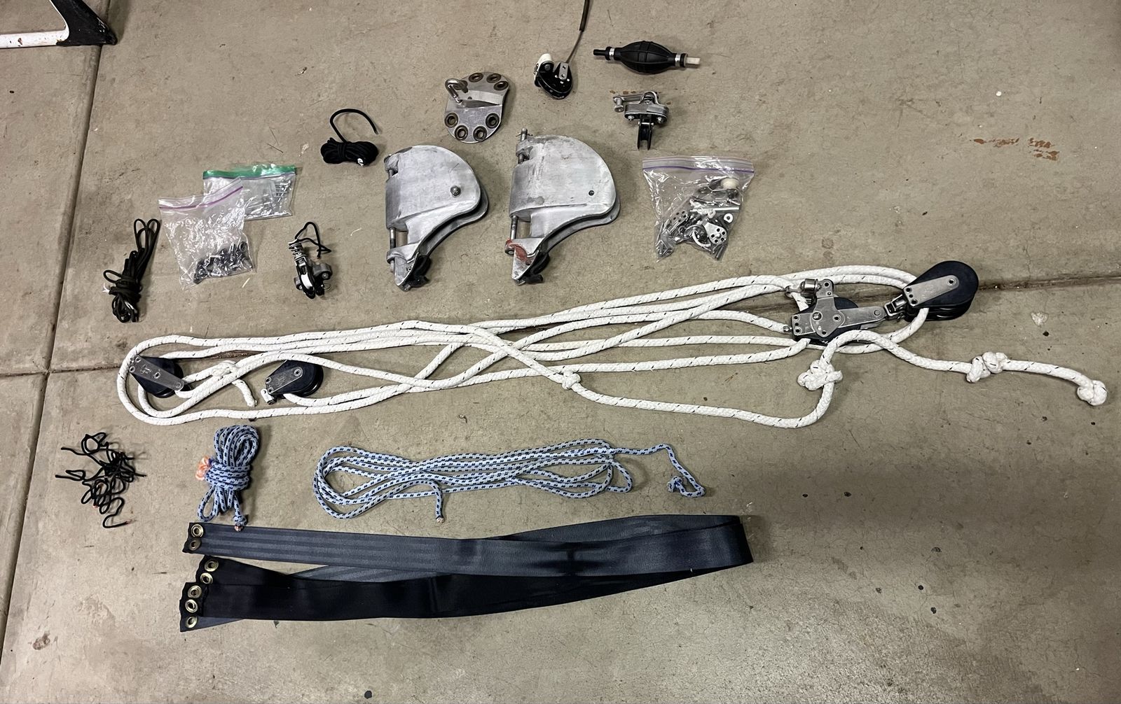 Hobie Cat Rigging Hardware and Pulley System.