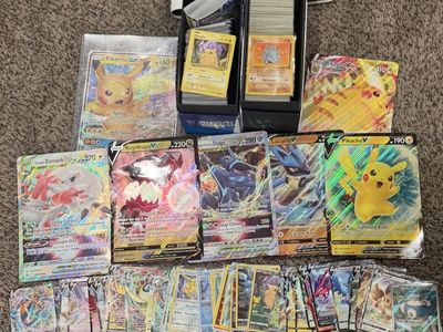 Pokémon TCG Bulk Collection Lot with Binder, VMax, V Cards & Graded Card