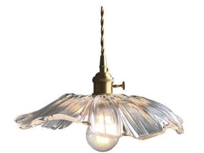 2 Pack - Clear Glass / Gold Lotus Leaf Modern Pendant Hanging Lamp Light