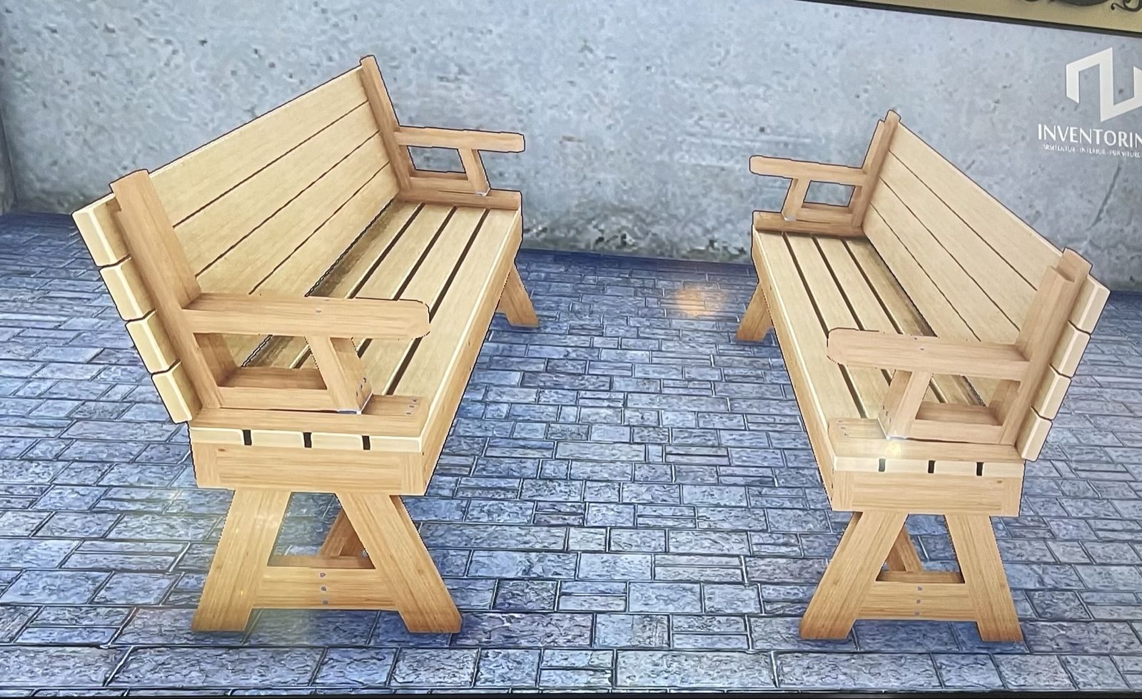 Outside bench turn into a table