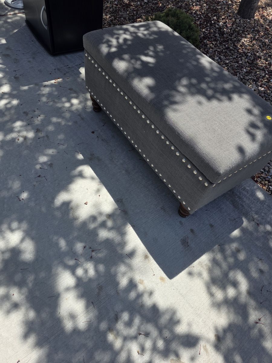 Gray Cloth Ottoman