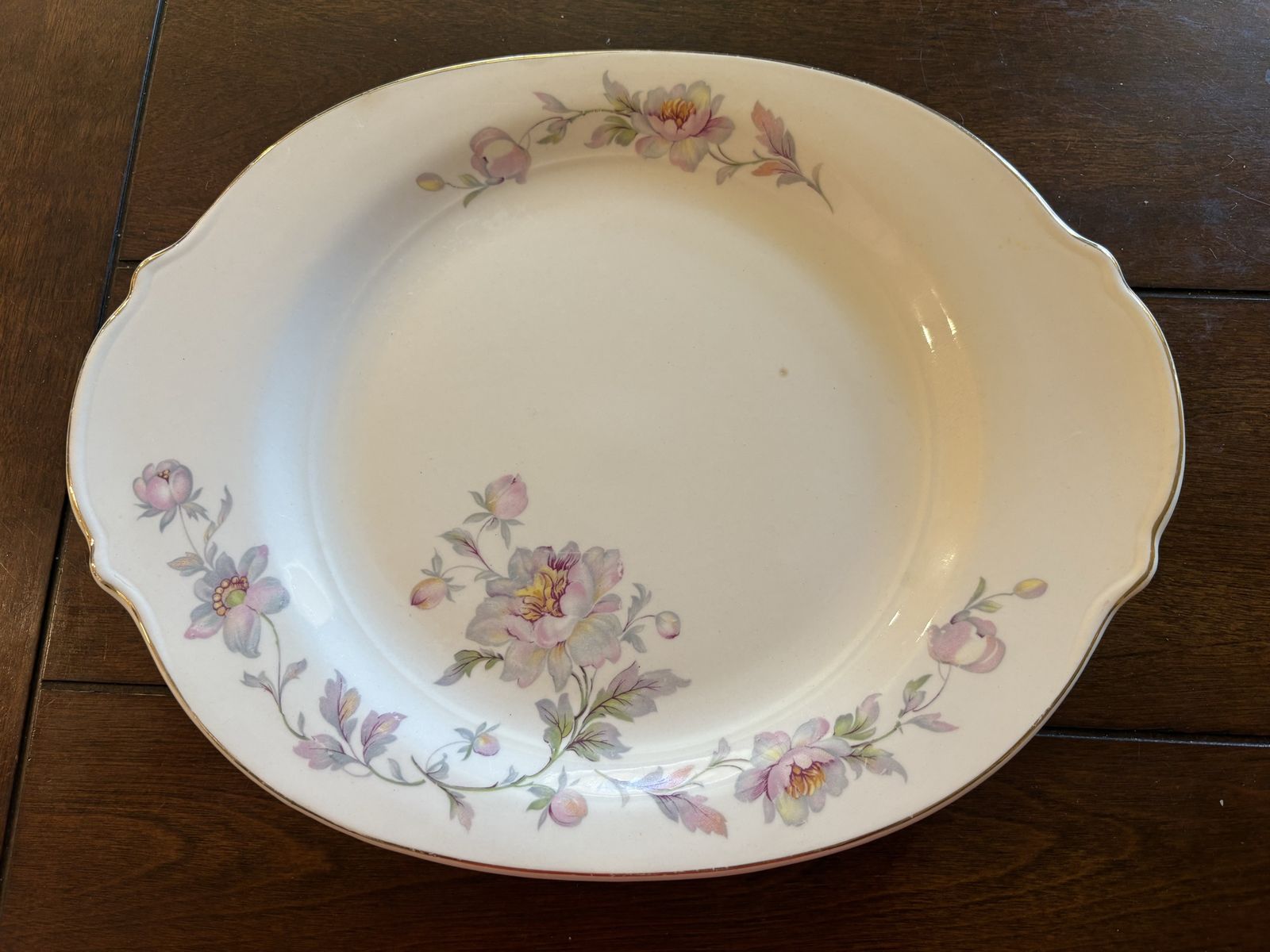Vintage Silver Moon Limoges USA Platter Pink Flowers