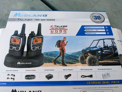 Midland X-Talker T77VP5 Two-Way Radios Walkie Talkies w/ Holsterguy Chest Harness Dual Pack