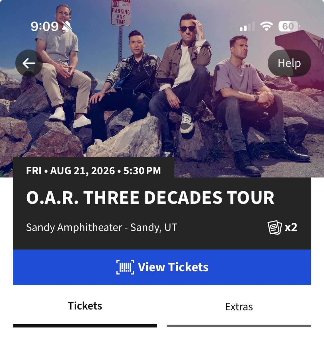 2 Tickets - O.A.R. Three Decades Tour at Sandy Amphitheater (Fri, Aug 21, 2026)