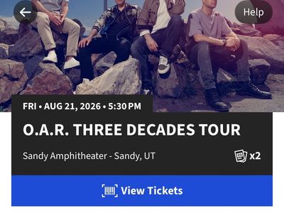 2 Tickets - O.A.R. Three Decades Tour at Sandy Amphitheater (Fri, Aug 21, 2026)