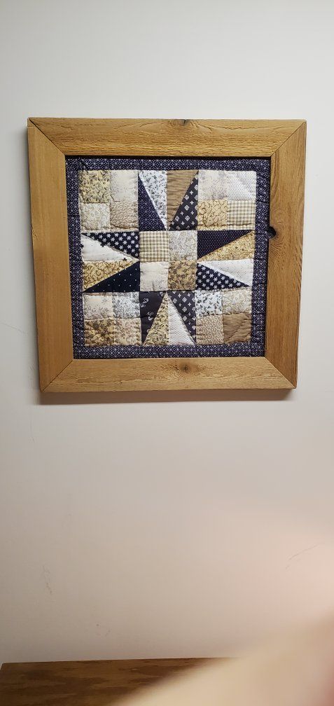 Wall Hanging - Rustic Star Design in Wood Frame