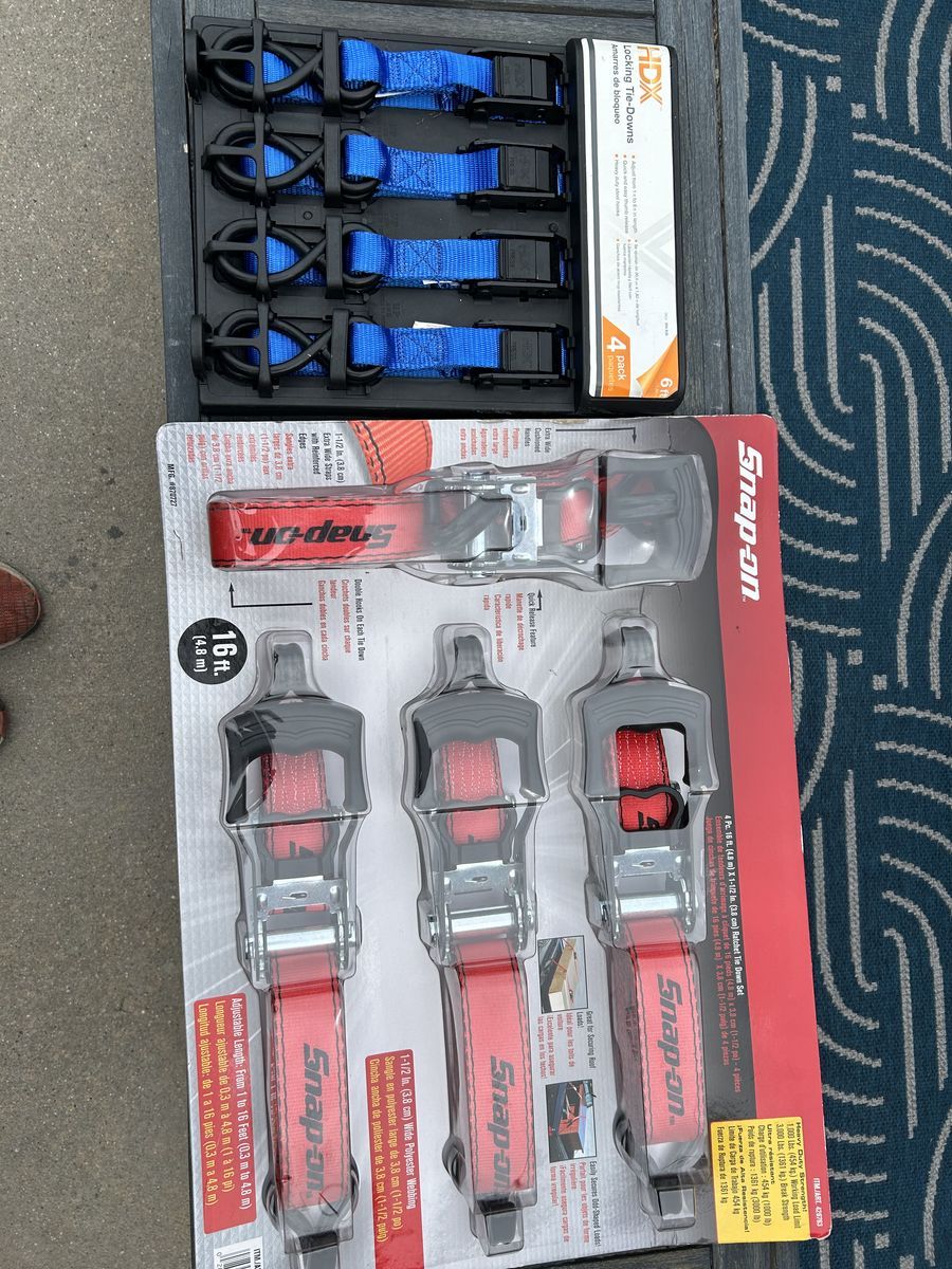 RATCHET TIE DOWN STRAPS NEW HDX $15 & SNAP ON 4 PACK $45