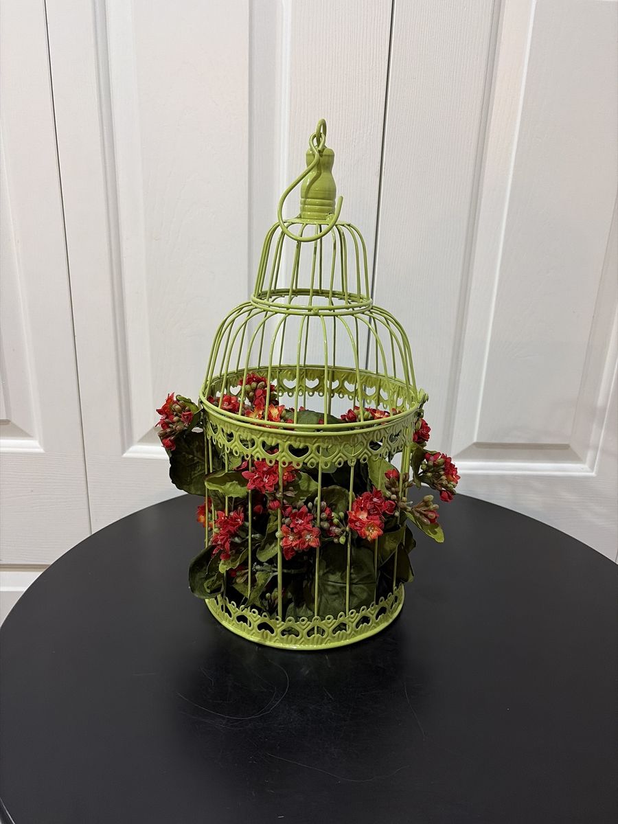 Beautiful Lime Green Birdcage W/ Florals