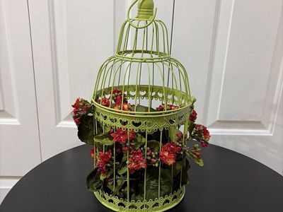 Beautiful Lime Green Birdcage W/ Florals