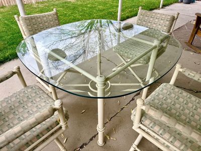 Vintage Faux Bamboo Dining Set - Thick Glass To