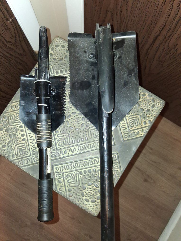 Pair of Folding Tactical Camping Shovels with Pick Attachment