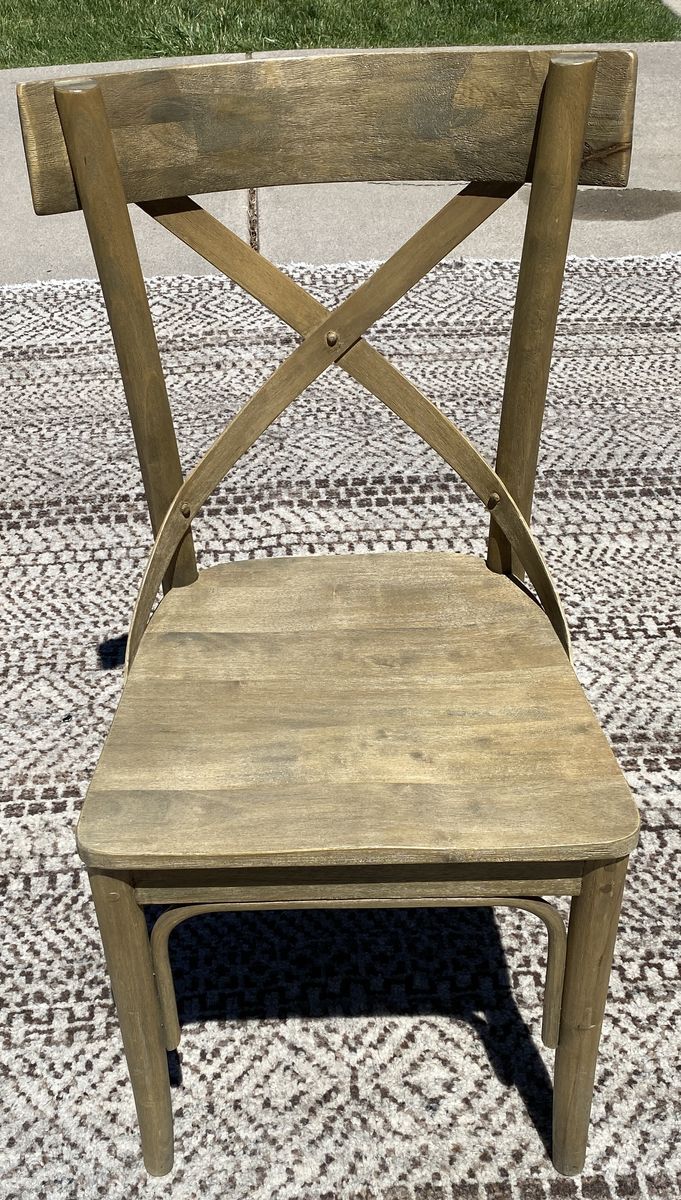 1 World Market French Bistro Crossback Dining Chair, Solid Wood, Rustic Oak Finish