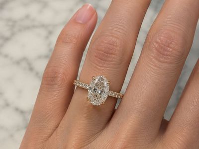 2.71 CTW Oval Lab Diamond Tulip Ring – Hidden Halo | 14K Yellow Gold 6.5