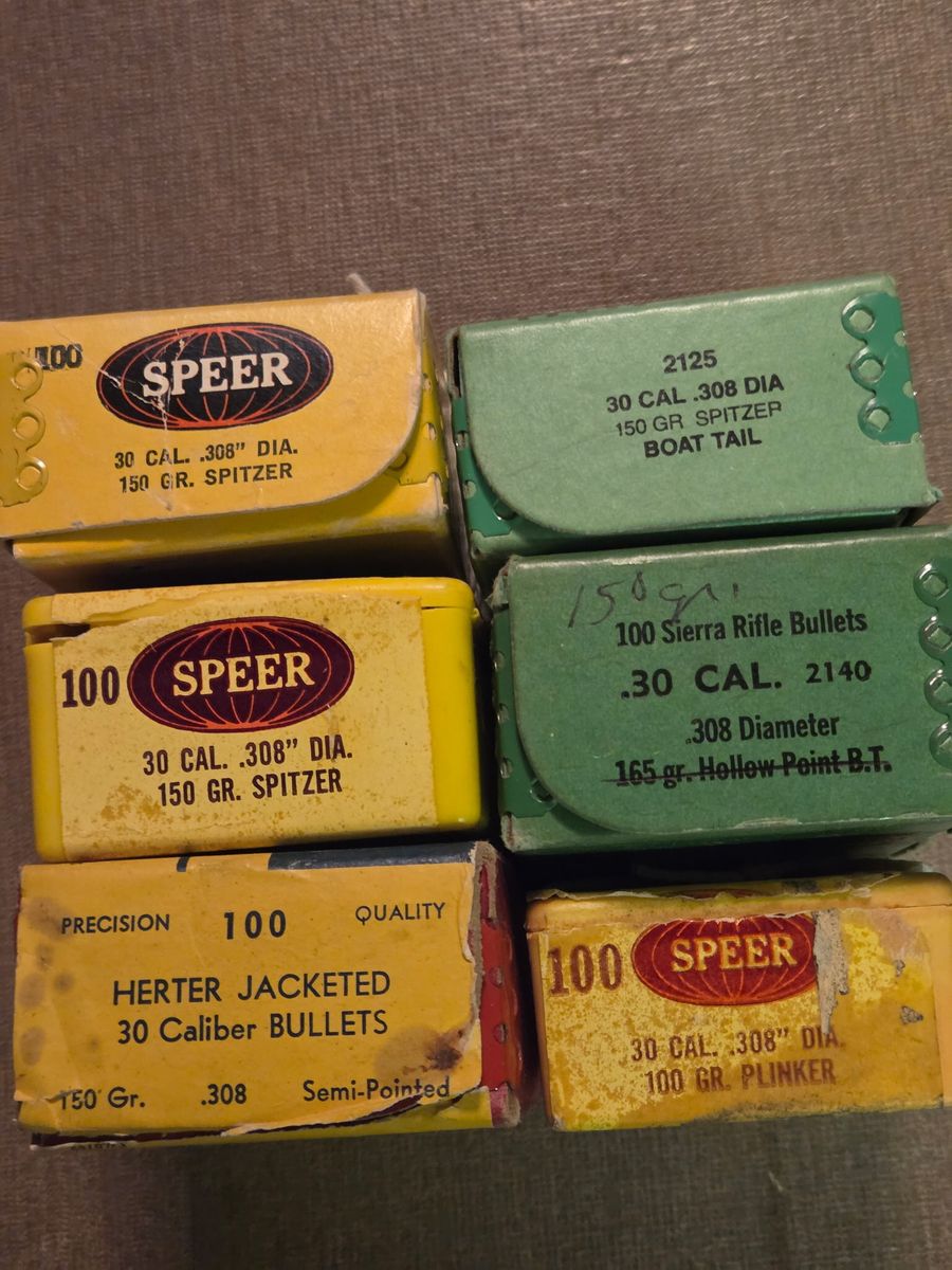 Assorted .30 Cal .308 Rifle Bullets Reloading Lot Speer Hornady Sierra