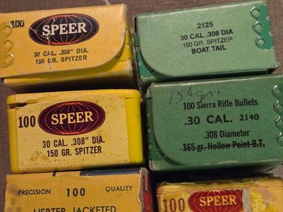 Assorted .30 Cal .308 Rifle Bullets Reloading Lot Speer Hornady Sierra
