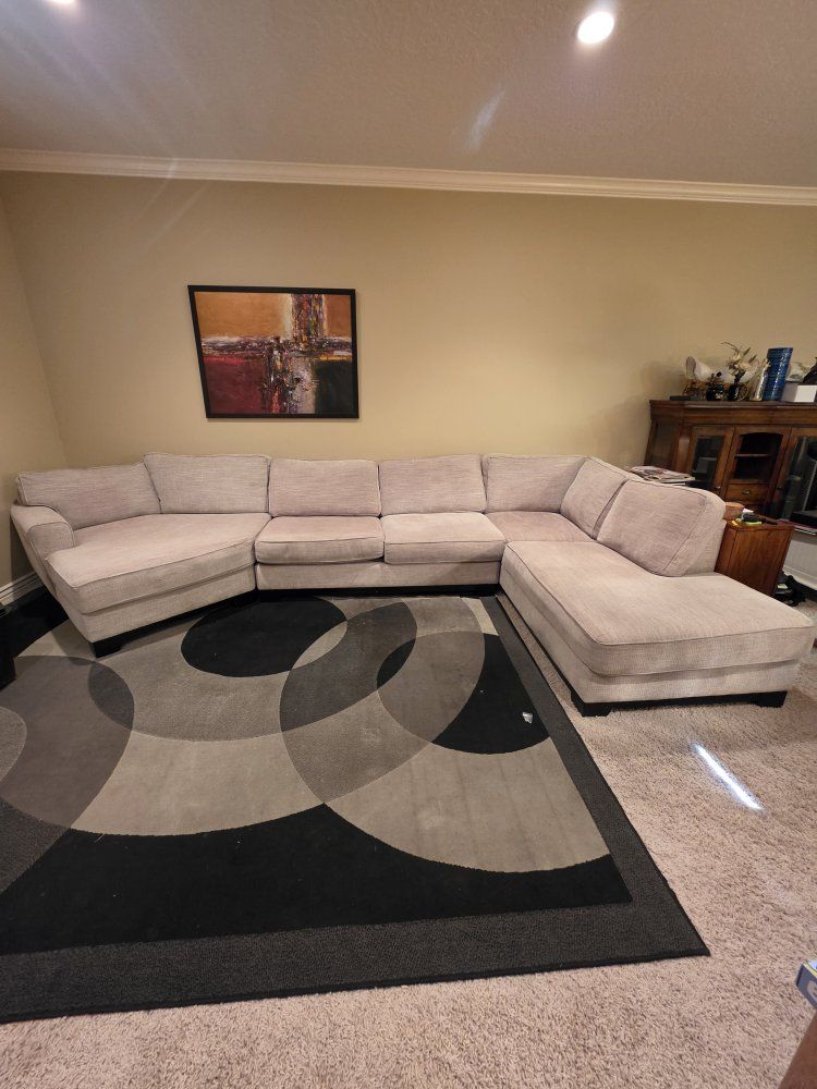 Jonathan Louis Beige Fabric Sectional Sofa with Cuddler Chaise