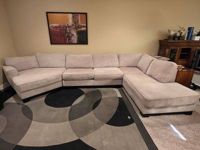 Jonathan Louis Beige Fabric Sectional Sofa with Cuddler Chaise
