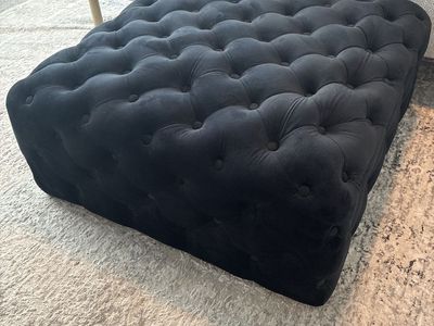 Meridian Furniture Ariel Collection Modern Black Velvet Upholstered Ottoman