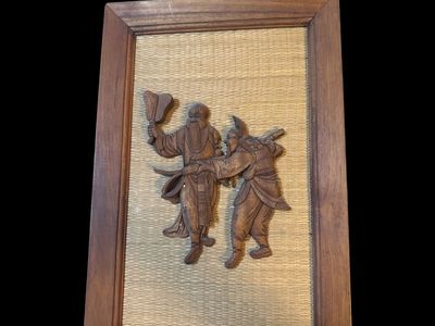 Vintage Ricardo Lynn Wood Carved Wall Art Eight Immortals Framed Relief