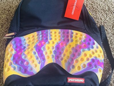 Sprayground Pop It Shark Mouth Backpack - Black / Tie Dye NWT