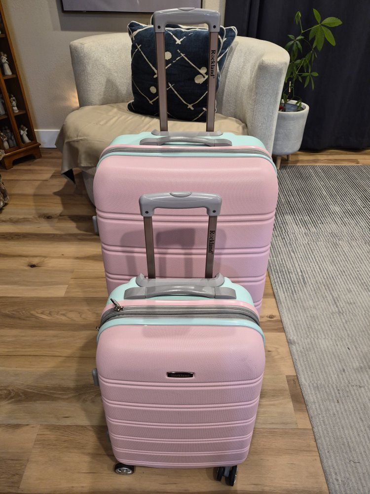 Rockland Melbourne Hardside 2 Piece Expandable Spinner Wheel Luggage Set, (20"/28"), Mint