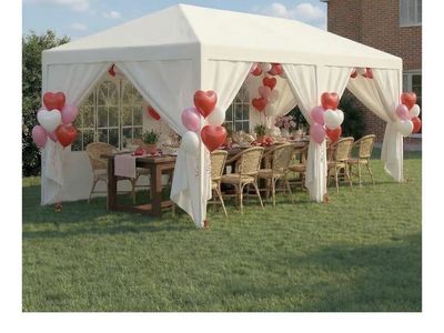 2 HOTEEL 10x20 FT White Party Tent Outdoor Canopy with 6 Removable Sidewalls - Waterproof Gazebo