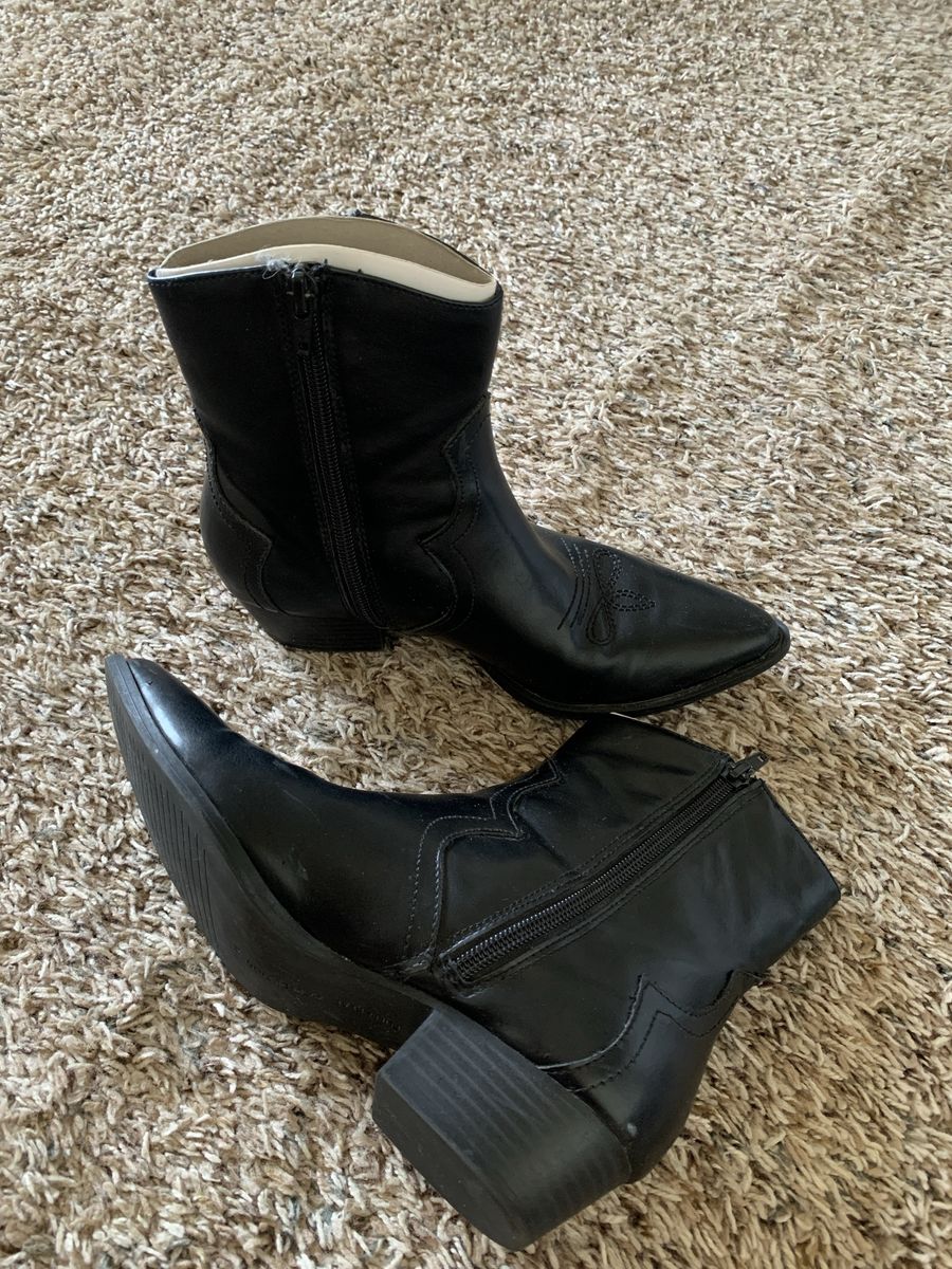 Pull&Bear Collection Black Pointed Toe Cowboy Ankle Boots, Size 36 (EU)