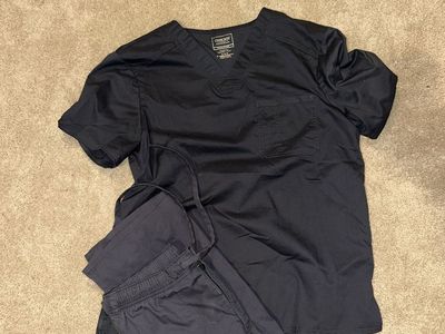 Cherokee Workwear Revolution Men's V-Neck Scrub Set - Dark Pewter Gray, Size Medium