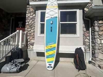 Badfish Selfie 14' Inflatable Paddleboard - Blue/Yellow SUP w/ Accessories