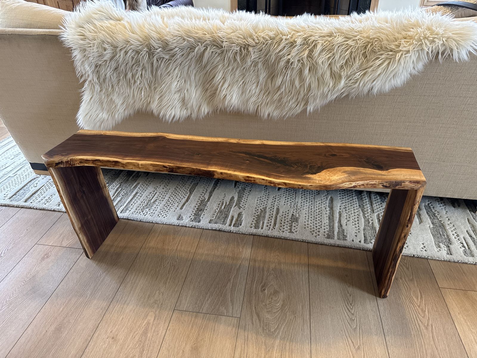 Black Walnut Waterfall Bench