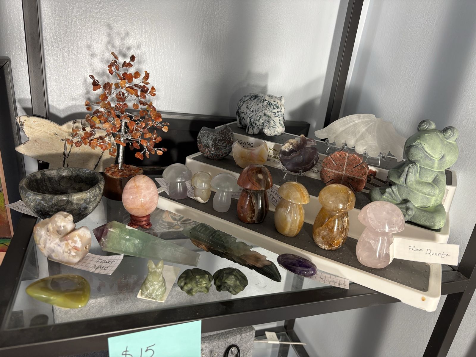 Assorted Crystal & Stone Decor - Mushrooms, Figurines, & Gemstone Tree - Unique Home Accents