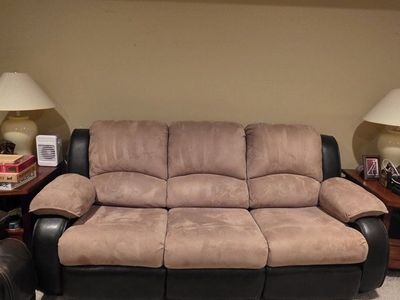 Dual-Tone Plush Sleeper Sofa Couch with Fold-Out Bed Mechanism