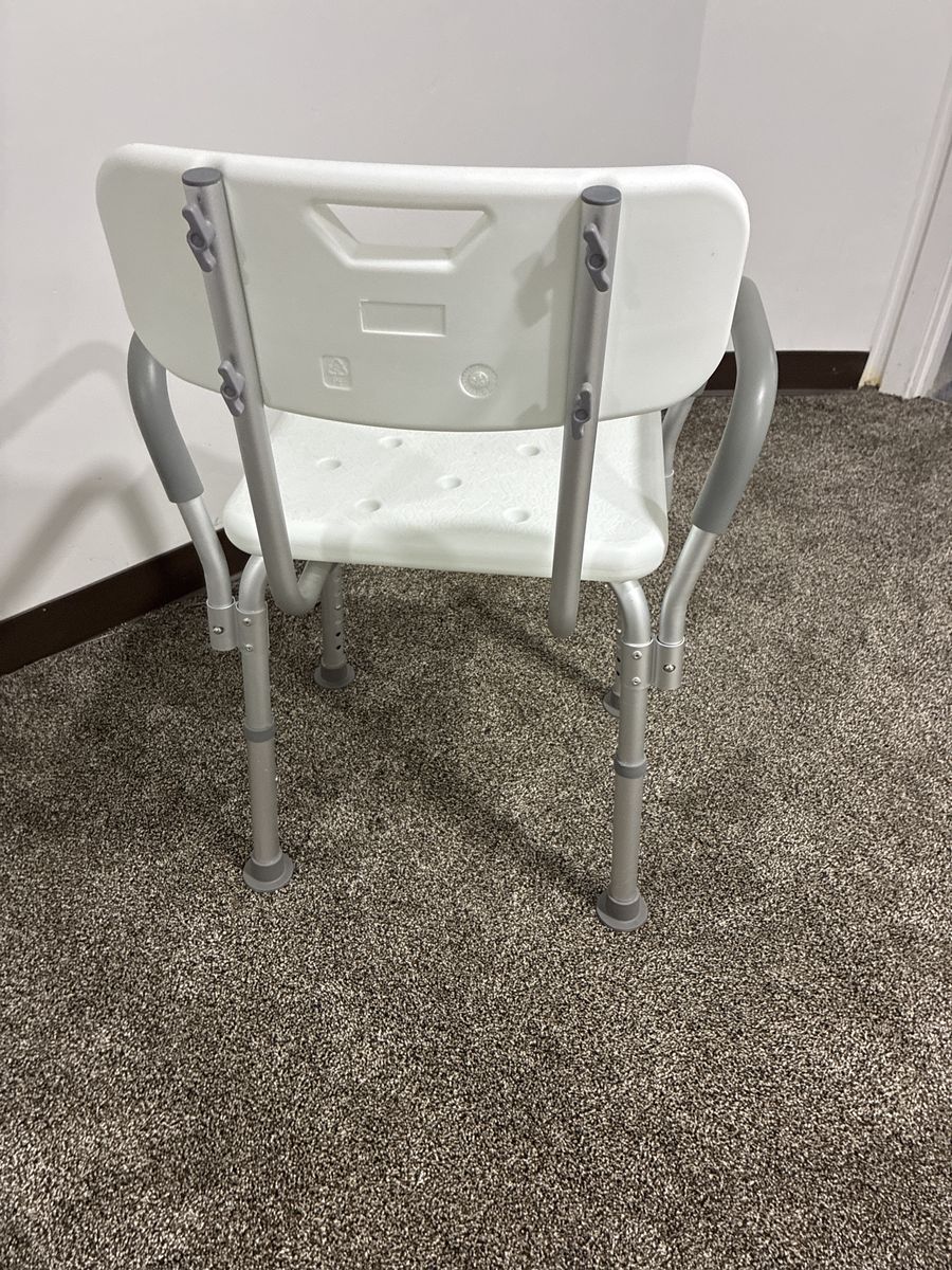 Adjustable Height Shower Chair with Backrest and Arms