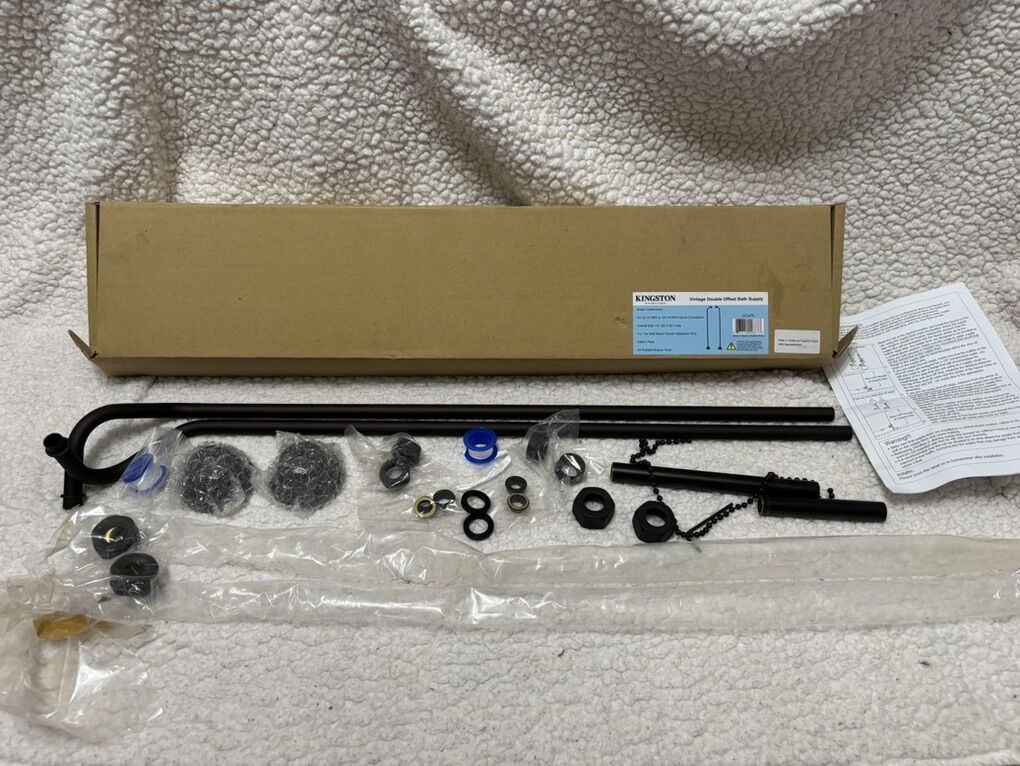 Vintage Double Offset Bath Supply, Bronze Tub